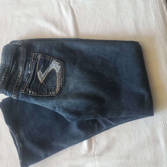 Silver Jeans Embroidered Pockets Western Glove Works Lola Sz. 28x31 Flared Jeans - Picture 1 of 13